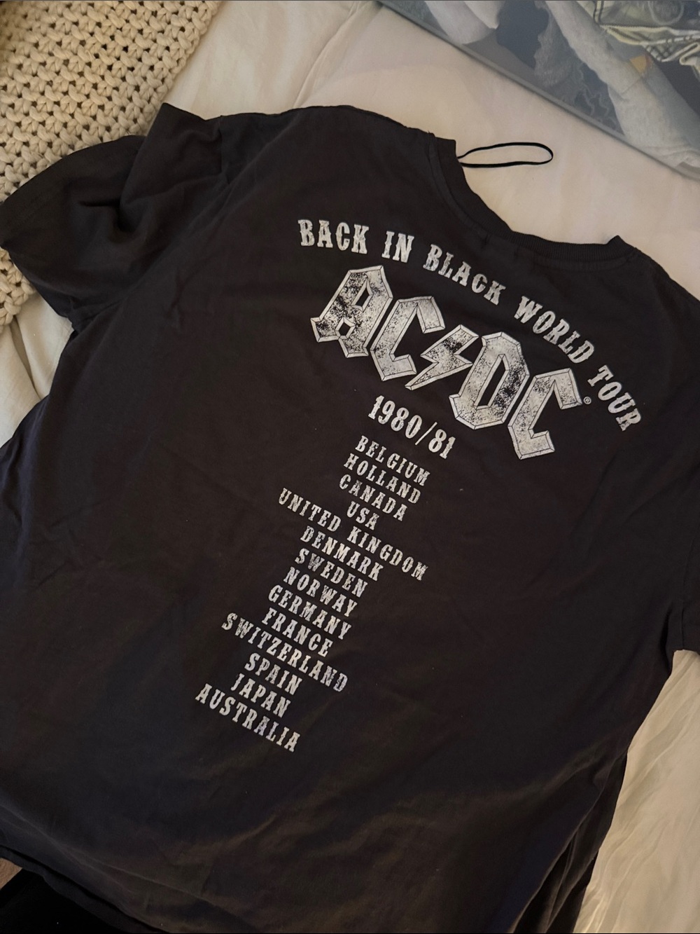 AC/DC Black and White Back In Black Tour Tee